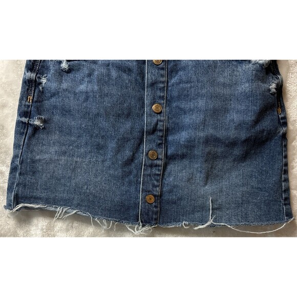 Zara Womens Blue Jean Denim Trafaluc Pockets Distressed Mini Skirt Size Small 26 - Picture 7 of 15